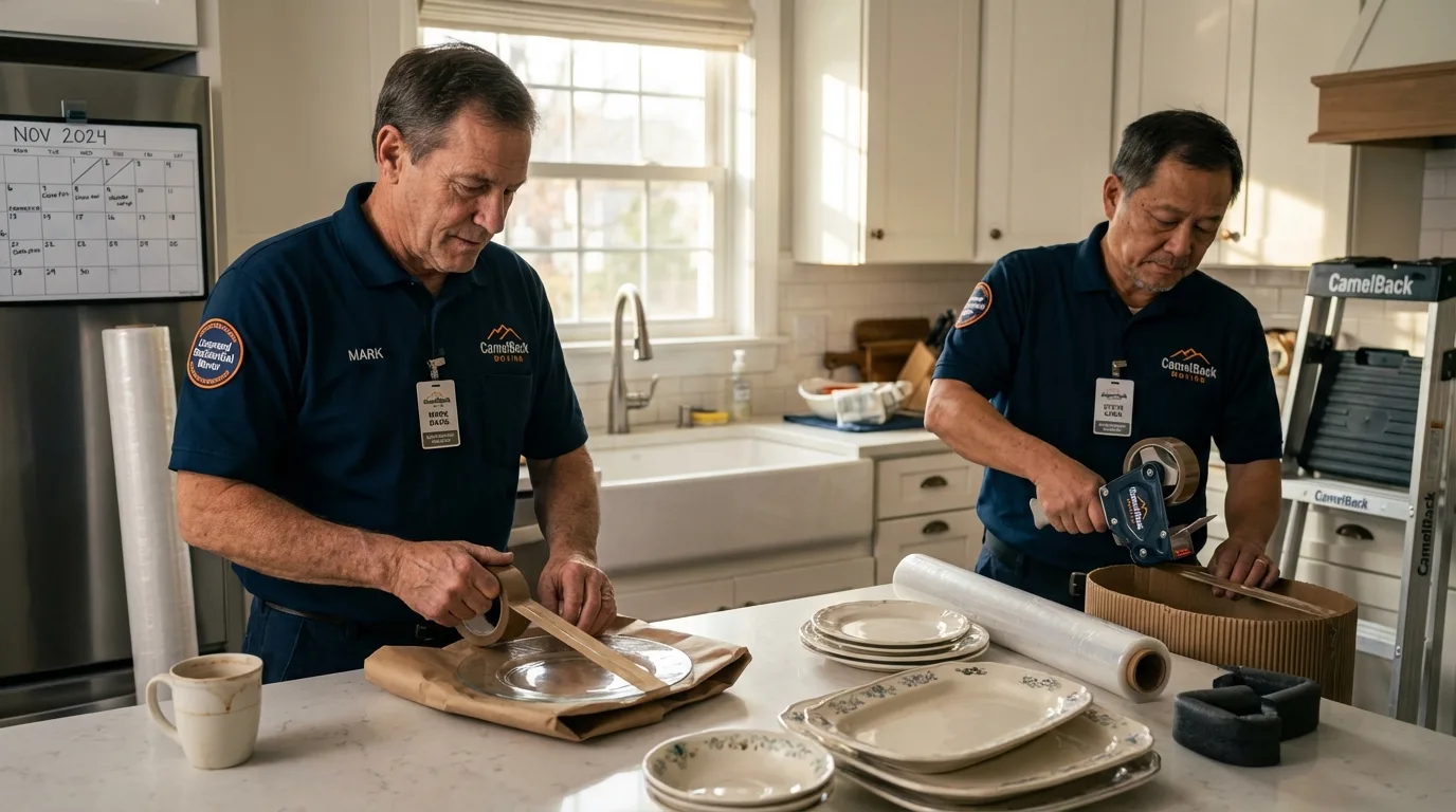 Professional crew packing kitchen dishware in Soquel, CA